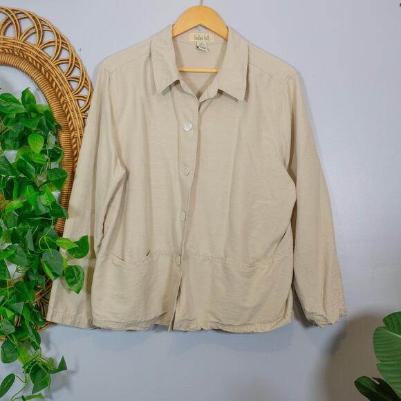 Silk Light Jacket XL Minimalist Beige Layering | Quiet Luxury Soft Autumn - Picture 1 of 7
